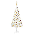vidaXL Artificial Pre-lit White Christmas Tree with Balls - 47.2" Tall, 150 LEDs, PE Branches, Durable and Reusable - Perfect for Xmas Decoration