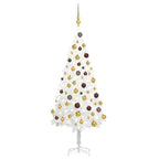 vidaXL Artificial Pre-lit White Christmas Tree with Balls - 47.2" Tall, 150 LEDs, PE Branches, Durable and Reusable - Perfect for Xmas Decoration