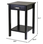 Ergode Wood Burke Home Office Printer Stand | Cottage Style Design | Adjustable Center Shelf | Ample Storage Space | Dark Coffee Finish | 19.84' W x 19.84' D x 31.1' H (92719-VV)