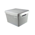JOFIX Plastic Baskets Bin Storage Set with Lid (35.5 x 29.2 x 23cm , Large, Multicolour)
