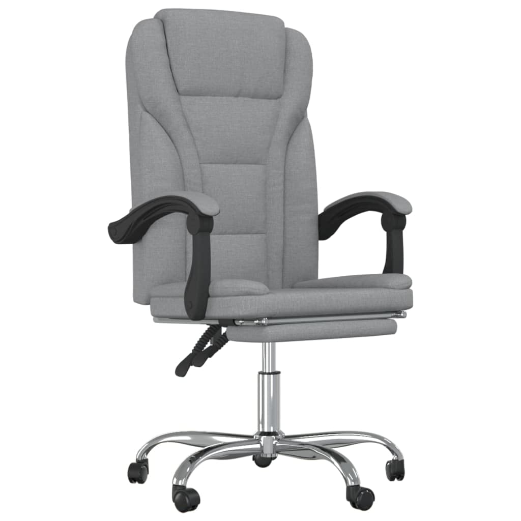 vidaXL Adjustable Reclining Office Chair with Armrest – Light Gray, Fabric-Made, with Rolling Castors – Stylish, Comfortable, Durable