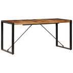 vidaXL Industrial-Style Dining Table - Solid Sheesham Wood Construction with Steel Legs, Unique Natural Grains, Easy Self-Assembly, Brown and Black