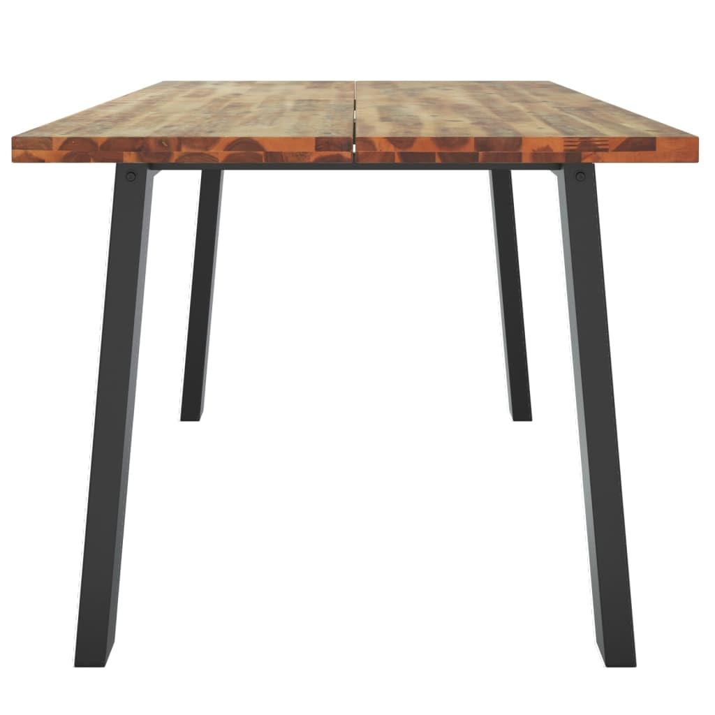 vidaXL Industrial Style Dining Table with Solid Acacia Wood and Sturdy Metal Legs - Durable, Stylish and Easy to Assemble - Perfect for Dining Room or Kitchen Use
