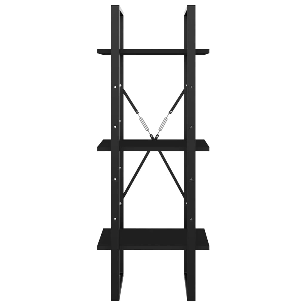 vidaXL 3-Tier Book Cabinet Black 15.7"x11.8"x41.3" Chipboard