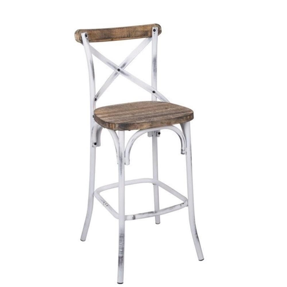 Acme Zaire Bar Stool in Walnut and Antique White