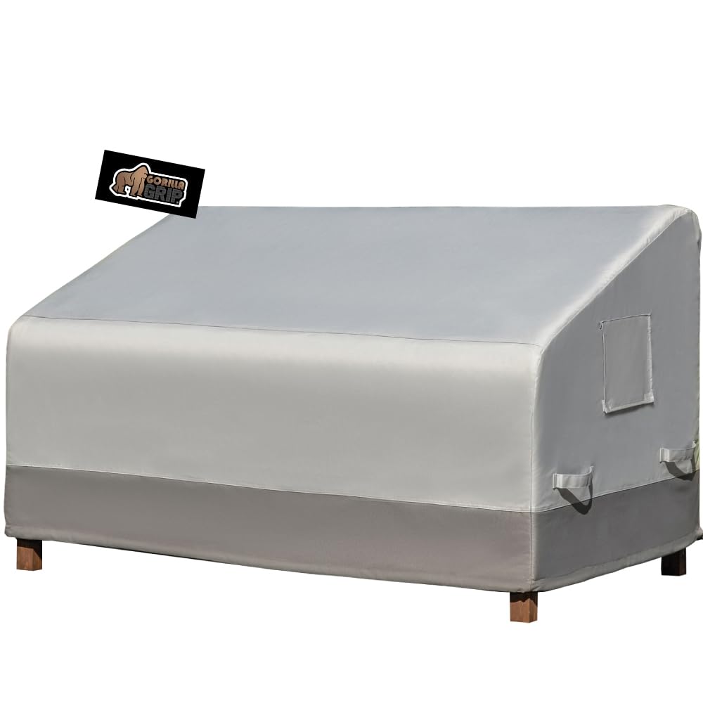 Gorilla Grip Waterproof Outdoor Loveseat Cover, 58 Inch, Adjustable Furniture Cover Sets For Winter, Keep Cushions Dry, Protects
