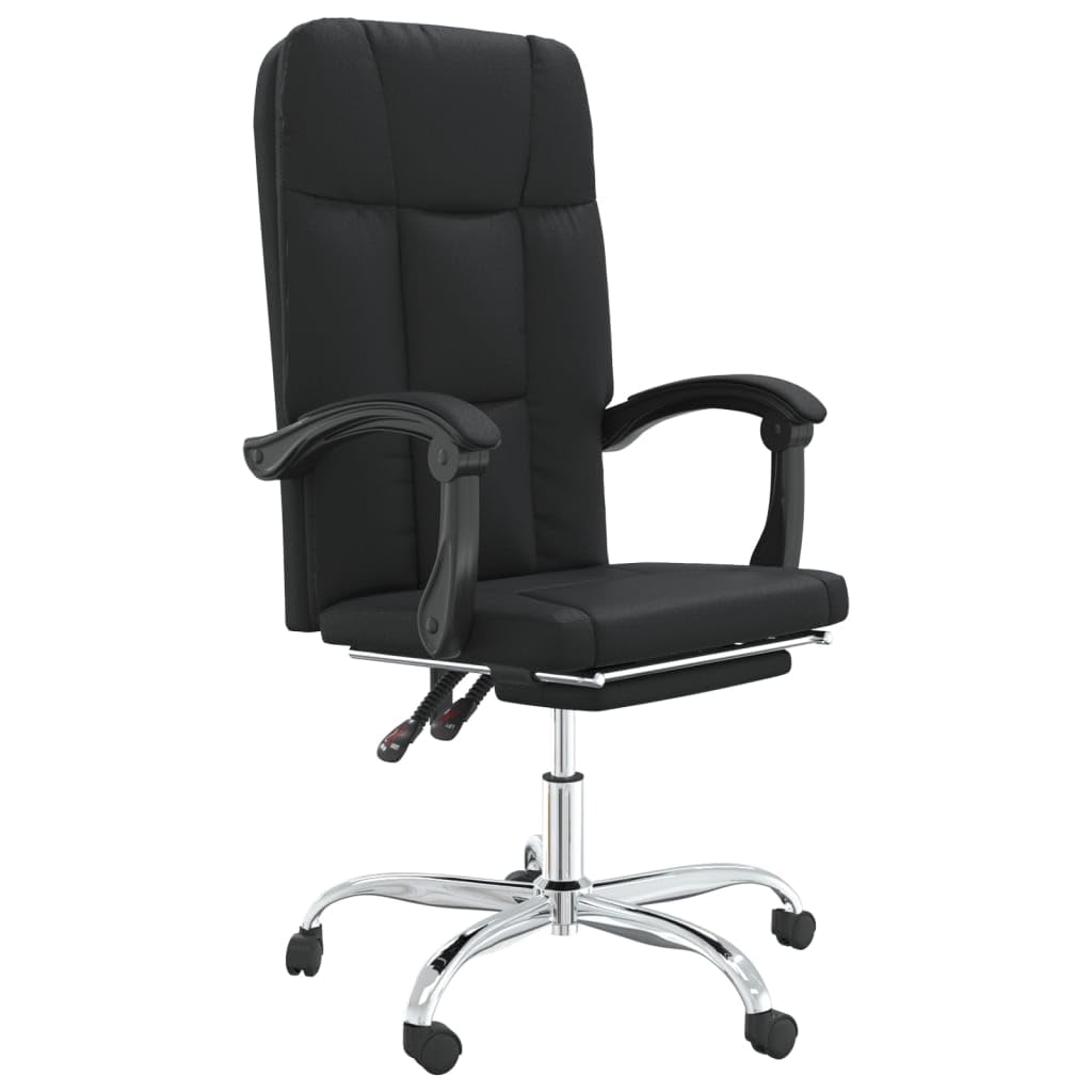 vidaXL Reclining Office Chair with Black Faux Leather, Stain Resistant, Adjustable Backrest and Seat Height, 360-Degree Swivel, Rolling Castors, Perfect for Home Office or Study Room