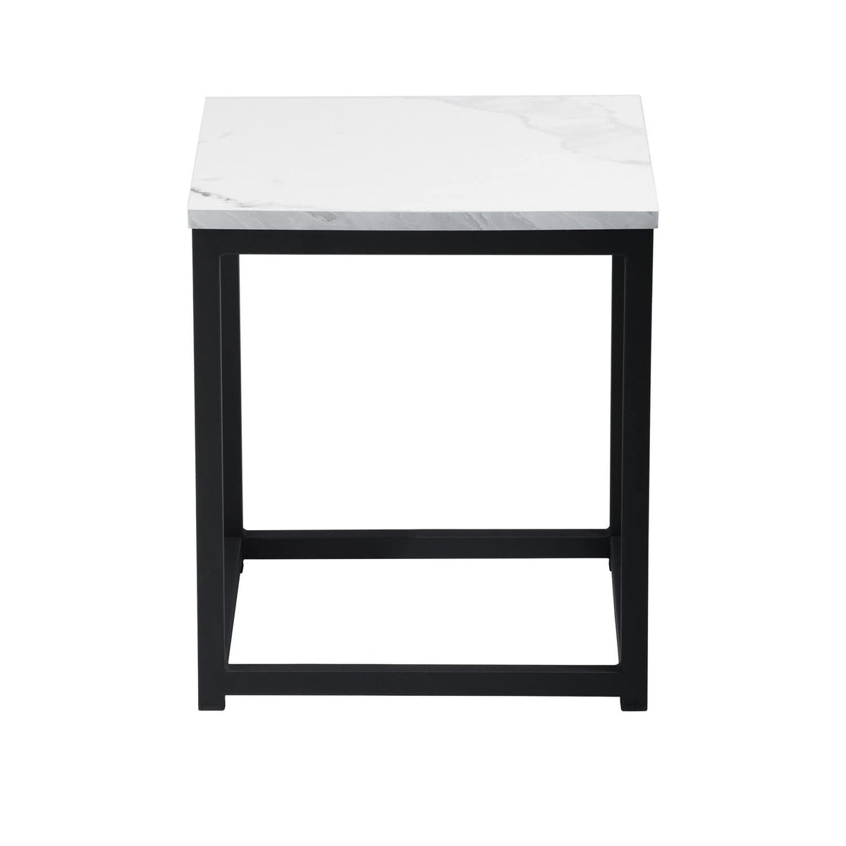 HomeRoots 16' Black and Marble White Manufactured Wood and Steel Square End Table