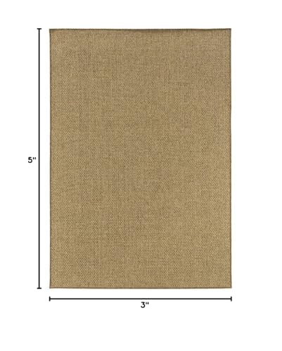HomeRoots Polypropylene 3’x5’ Solid Tan Indoor Outdoor Area Rug