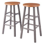 Ergode Wood Element Counter Stool Set | Oyster Gray | 2-Pc Set | Solid Wood | 220lbs Weight Capacity | Stable & Stylish | Multiple Finishes (36624-VV)