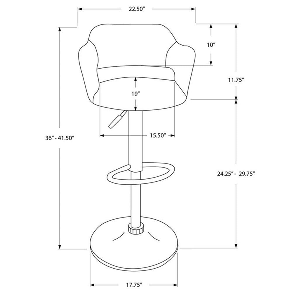 Monarch Specialties White Barstool - 22.5L x 21W x 36H, Modern Design, Stylish Seating for Kitchen or Dining Room