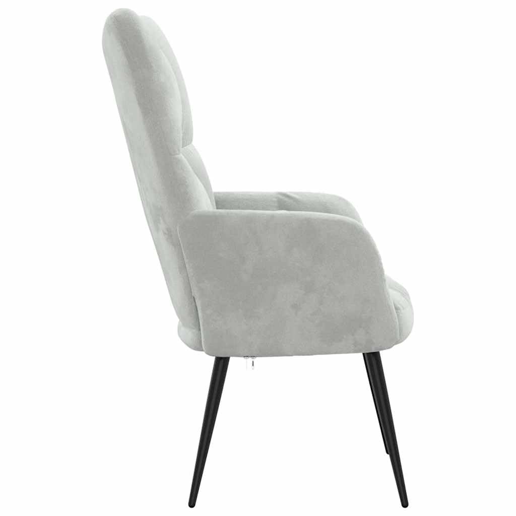 vidaXL Chic and Elegant Relaxing Chair - Soft Velvet Upholstery in Light Gray - Steel Framed Armchair for Living Room, Bedroom, Lounge Area