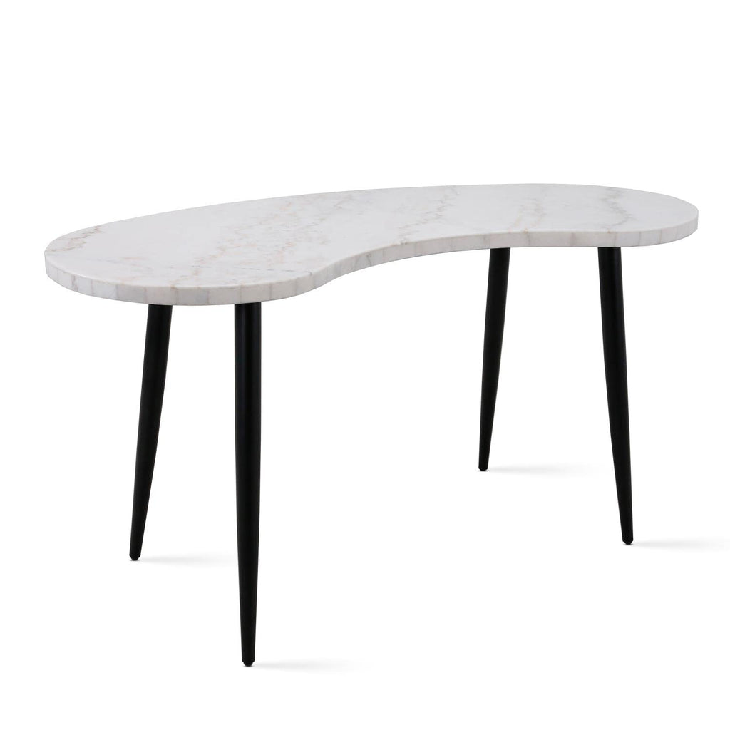 Steve Silver Kinsley Desk - White Marble Veneer Top, 60"x27.5"x30.625", MDF & Iron Construction