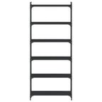 vidaXL Black Bookcase - Sturdy Engineered Wood Construction, 6-Tier Shelf with Robust Metal Frame, Adjustable Feet - 31.5"x11.8"x74"