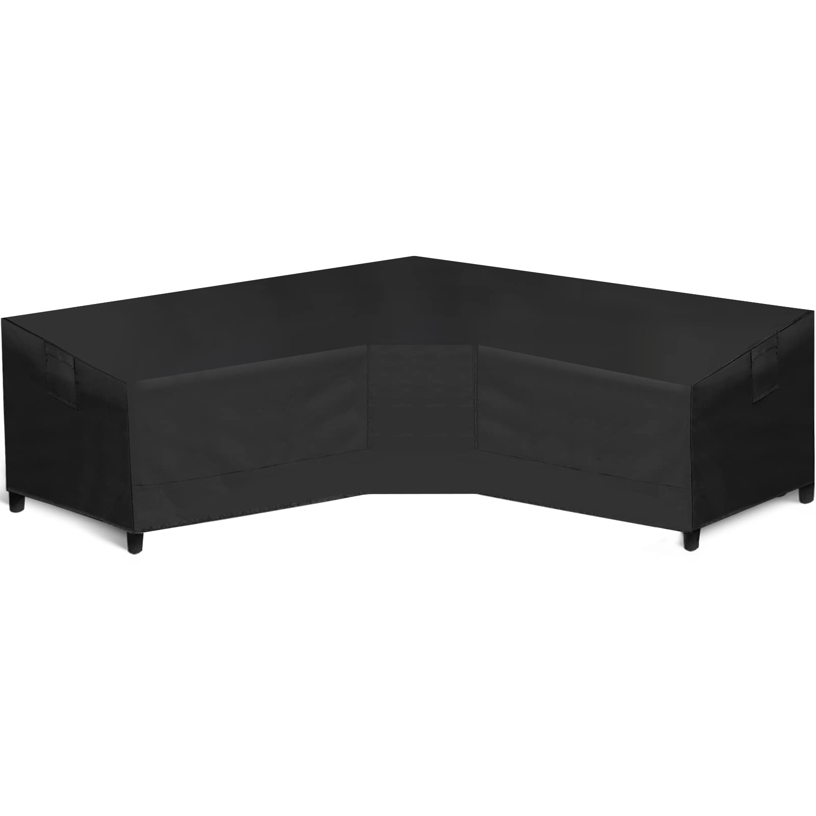 Wleafj Patio V-Shaped Sectional Sofa Cover Waterproof, Heavy Duty Outdoor Sectional Couch Cover, Lawn Patio Furniture Cover With Air Vent 118' L (On Each Side) X 33.5' D X 31' H, Black