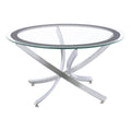 Coaster Home Furnishings Brooke Round Glass Top Coffee Table Metal Base Chrome