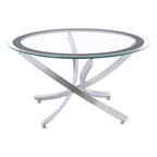 Coaster Home Furnishings Brooke Round Glass Top Coffee Table Metal Base Chrome