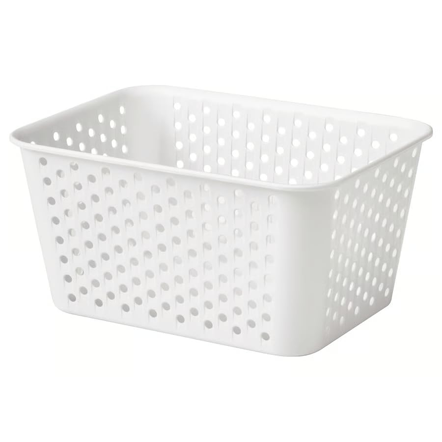 PLOGSVNG Storage basket, white, 15x20x10 cm, Polypropylene Plastic, for Home Office, Bathroom, and Hallway / 4 pack