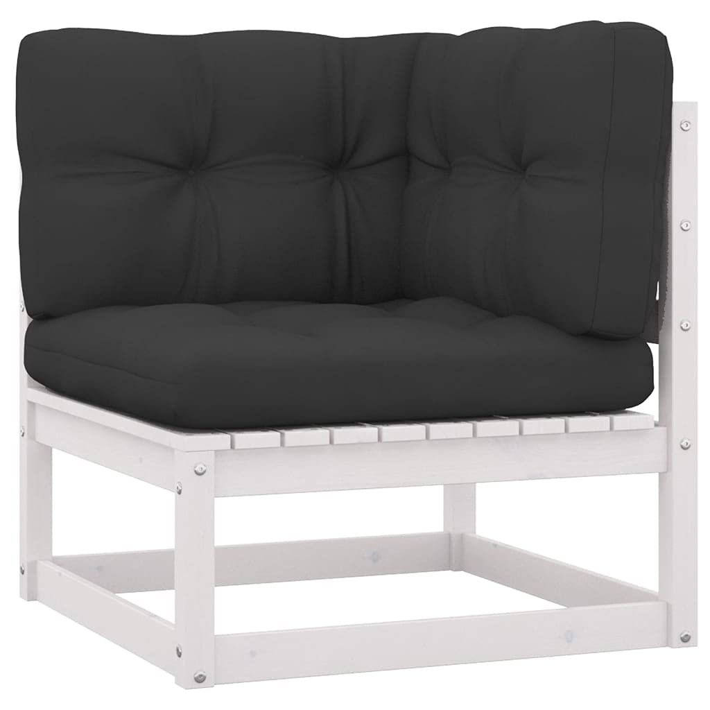 vidaXL Solid Pinewood Patio Lounge Set 7 Piece with Cushions Outdoor Garden Terrace Yard Furniture Wooden Lounge Sofa Set Seat Seating White