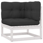 vidaXL Solid Pinewood Patio Lounge Set 7 Piece with Cushions Outdoor Garden Terrace Yard Furniture Wooden Lounge Sofa Set Seat Seating White