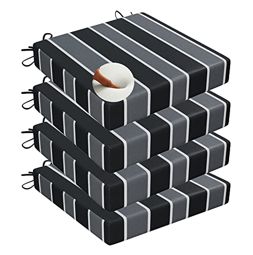 Outdoor Patio Cushions17X 17Black White Grey Stripes Waterproof Garden Lawn Patio Furniture Chair Cushions Set Of 4 Thicken High