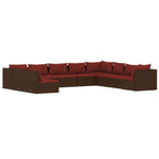vidaXL 10 Piece Outdoor Patio Lounge Set with Cushions, Brown Poly Rattan Material, Modular Design, Comfortable Seating, Water-Resistant