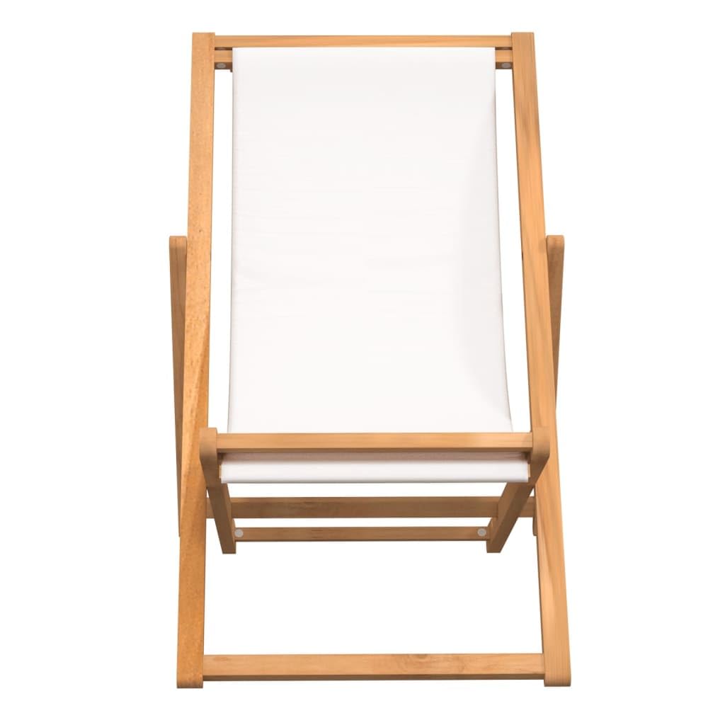 vidaXL Adjustable and Foldable Teak Hardwood Deck Chair - Thumbnail 2
