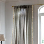 Sutuo Home Boho Curtains For Bedroom Dining Room, Semi Blackout Linen Farmhouse Shabby Chic Tassels Window Treatment Bohemian Embroidery Drape, Rod Pocket 1 Panel 52' W X 84' L, Gray Linen