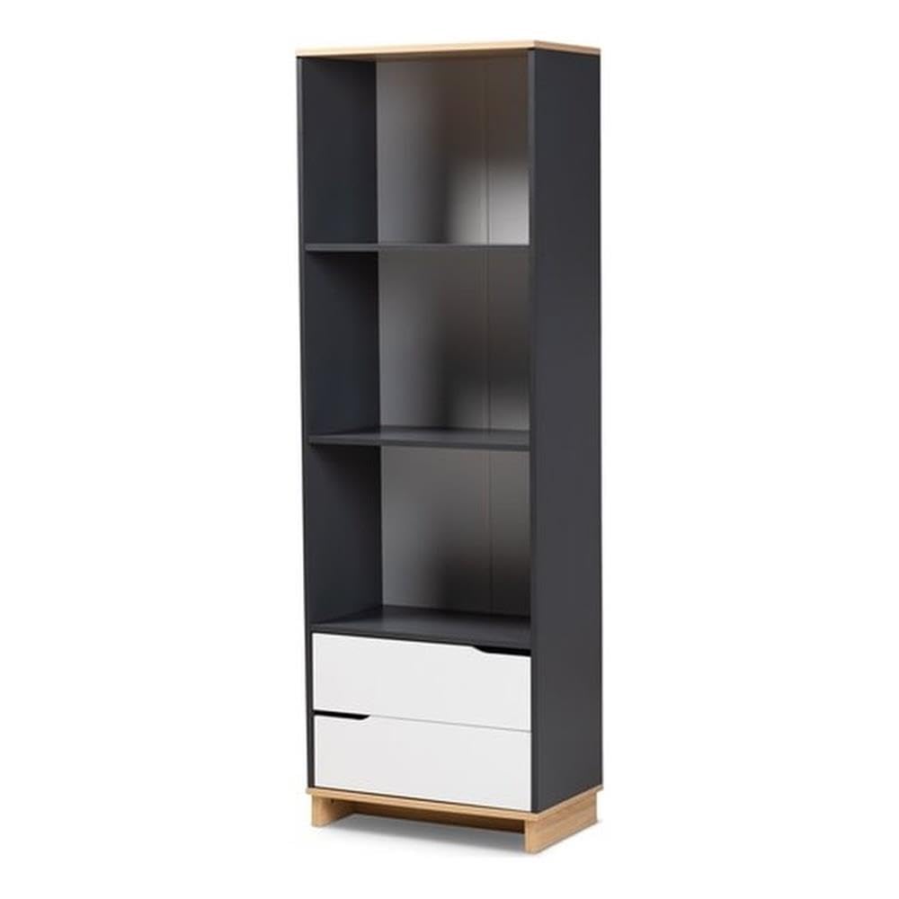 Baxton Studio Multicolor 2-Drawer Wood Living Room Bookshelf