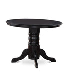 East West Furniture SHKE3-BLK-LC 3 Piece Kitchen Table & Chairs Set Contains a Round Dining Room Table with Pedestal and 2 Faux Leather Dining Room Chairs, 42x42 Inch, Black