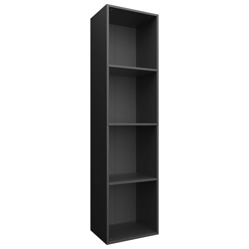 vidaXL Book Cabinet, Bookshelf TV Stand, Wall Bookcase for Office Living Room, Display Storage Shelves Unit, Modern, Black Engineered Wood