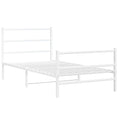 vidaXL White Metal Single Bed Frame with Headboard/Footboard for Bedroom - 39.4"x78.7" Mattress Support