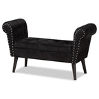 Baxton Studio Hanayo Black Velvet Fabric Upholstered Black Finished Wood Bench