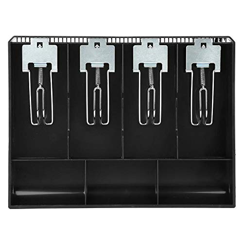 Cash Drawer Register Insert Tray Replacement Cashier With Metal Clip 4 Bills 3 Coins For Petty Cash Money Storage Box(Black)