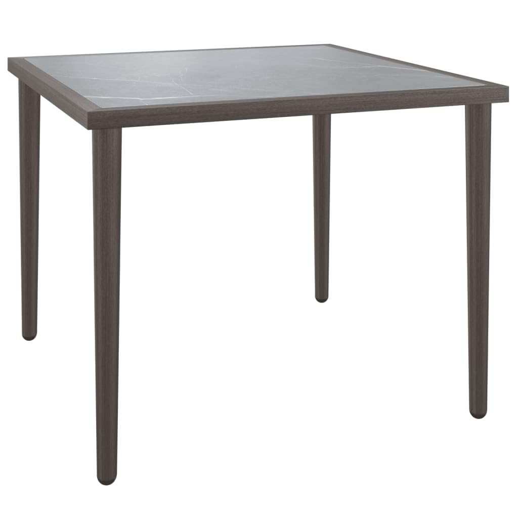 vidaXL Steel Patio Table - Durable Outdoor Coffee Table with Stable Top - Gray Lounge Table with Maximum Load Capacity of 242.5 lbs - 18.9"x18.9"x14.6" Dimensions – Assembly Required