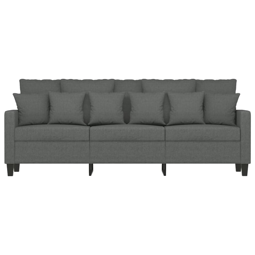 vidaXL 3-Seater Sofa with Durable Fabric Upholstery and Sturdy Metal Frame - Comfortable Contemporary Indoor Seating Experience - Dark Grey