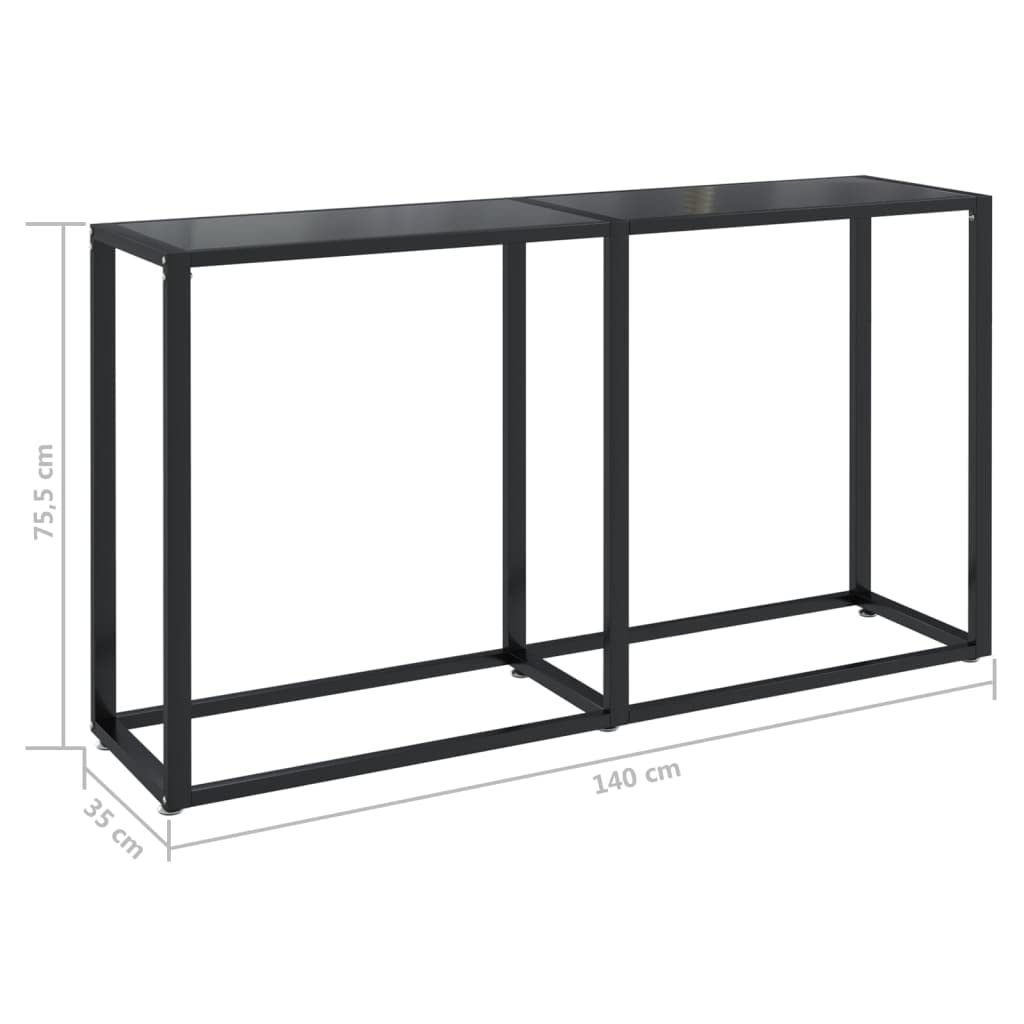 vidaXL Console Table in Black-Tempered Glass and Powder-Coated Steel-Modern Simplistic Design for Home or Office