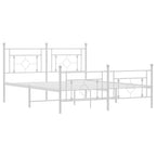 vidaXL 10'' Metal Queen Bed Frames with Headboard and Footboard, Platform Bed Frame with Strong Metal Slats Support, Under Bed Storage, Noise Free, White, Without Mattress