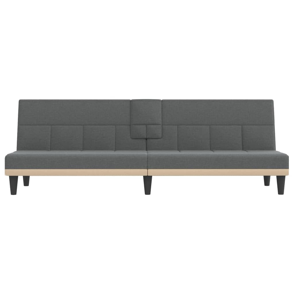 vidaXL Convertible Sofa Bed with Cup Holders, Dark Gray Fabric, Comfortable Seating and Sleeping Solution, Modern Design, Easy Transformation, Space Saving Furniture, California Prop 65 Warning