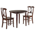 Ergode Exquisite Dining Set | Double Drop Leaf Table | Ladder Back Chairs | Solid Wood | Walnut Finish | (94388-VV)