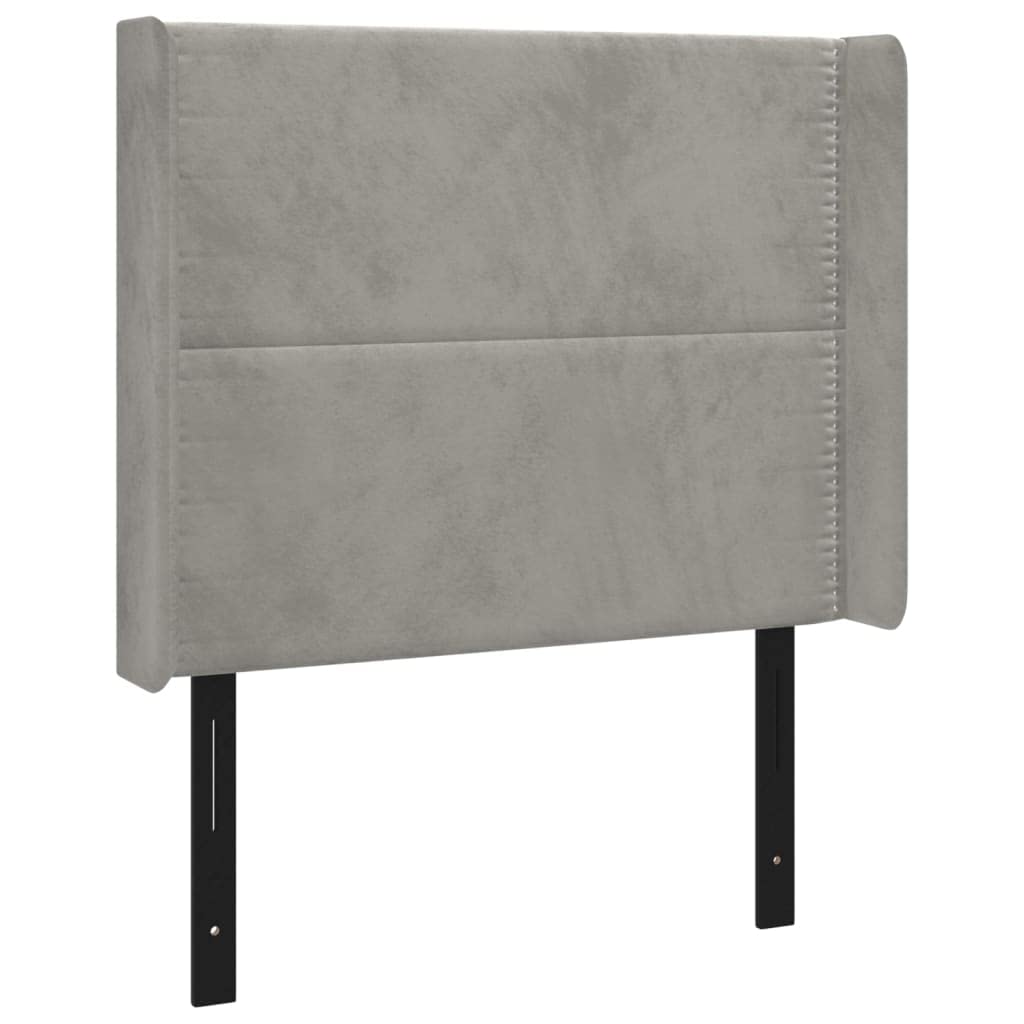 vidaXL Headboard, Upholstered Headboard for Bed Home, Bed Headboard with Ears, Bedroom Furniture, Light Gray 40.6&quot;x6.3&quot;x46.5&quot;/50.4&quot; Velvet