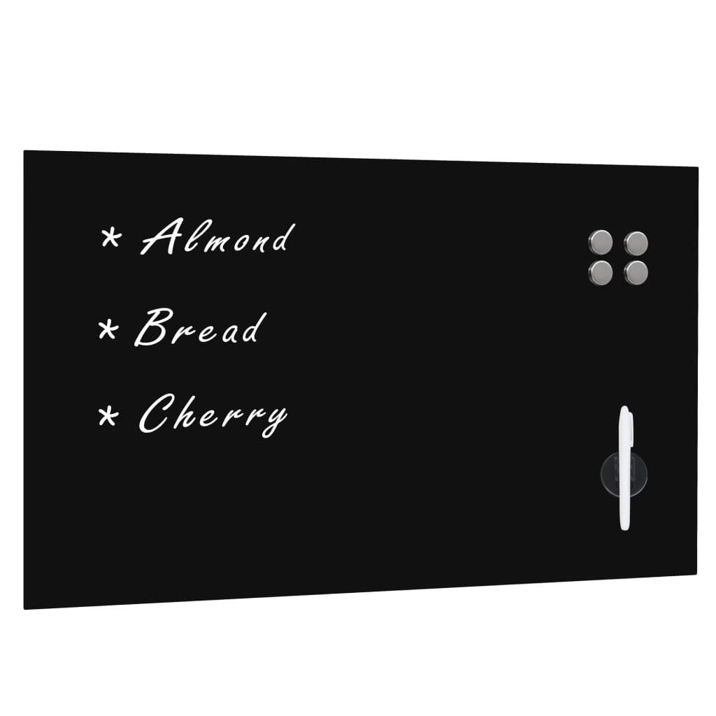 vidaXL Magnetic Glass Dry-Erase Blackboard in Black - Wall Mounted, Easy to Install with Included Mounting Materials, Perfect fo