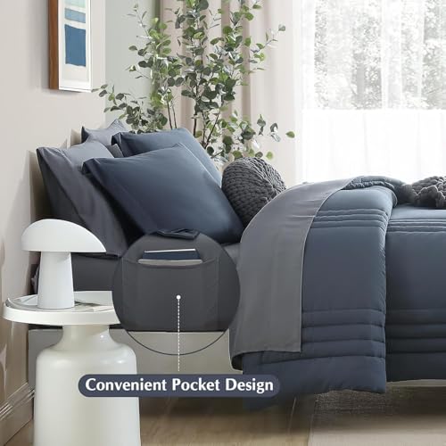 Monbix Twin Xl Comforter,Twin Xl Steel Gray Bedding Set 5 Pieces, All Seasons Comforters,Quilting Design Fluffy Bed Set Warm Twi