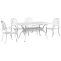 vidaXL 5-Piece Patio Dining Set - White Cast Aluminum with Umbrella Hole, Comfortable High-Back Chairs, Rectangular Garden Table