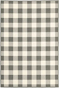 HomeRoots Grey Polypropylene 9’x13’ Gray and Ivory Gingham Indoor Outdoor Area Rug