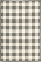 HomeRoots Grey Polypropylene 9’x13’ Gray and Ivory Gingham Indoor Outdoor Area Rug