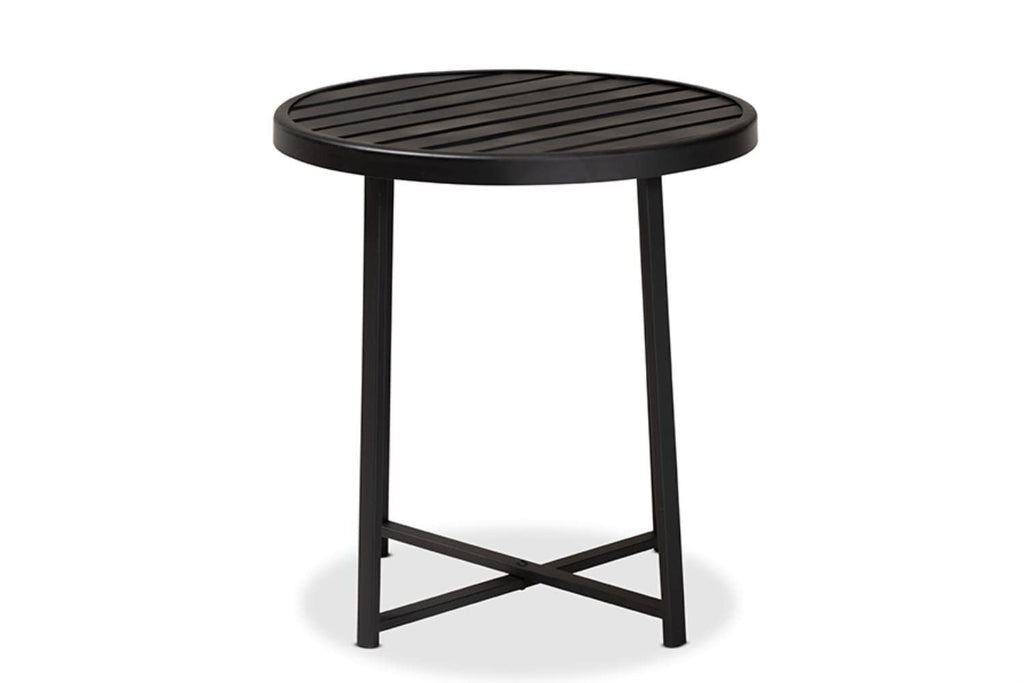Baxton Studio Sadiya Modern Industrial Black Finished Metal Outdoor Side Table