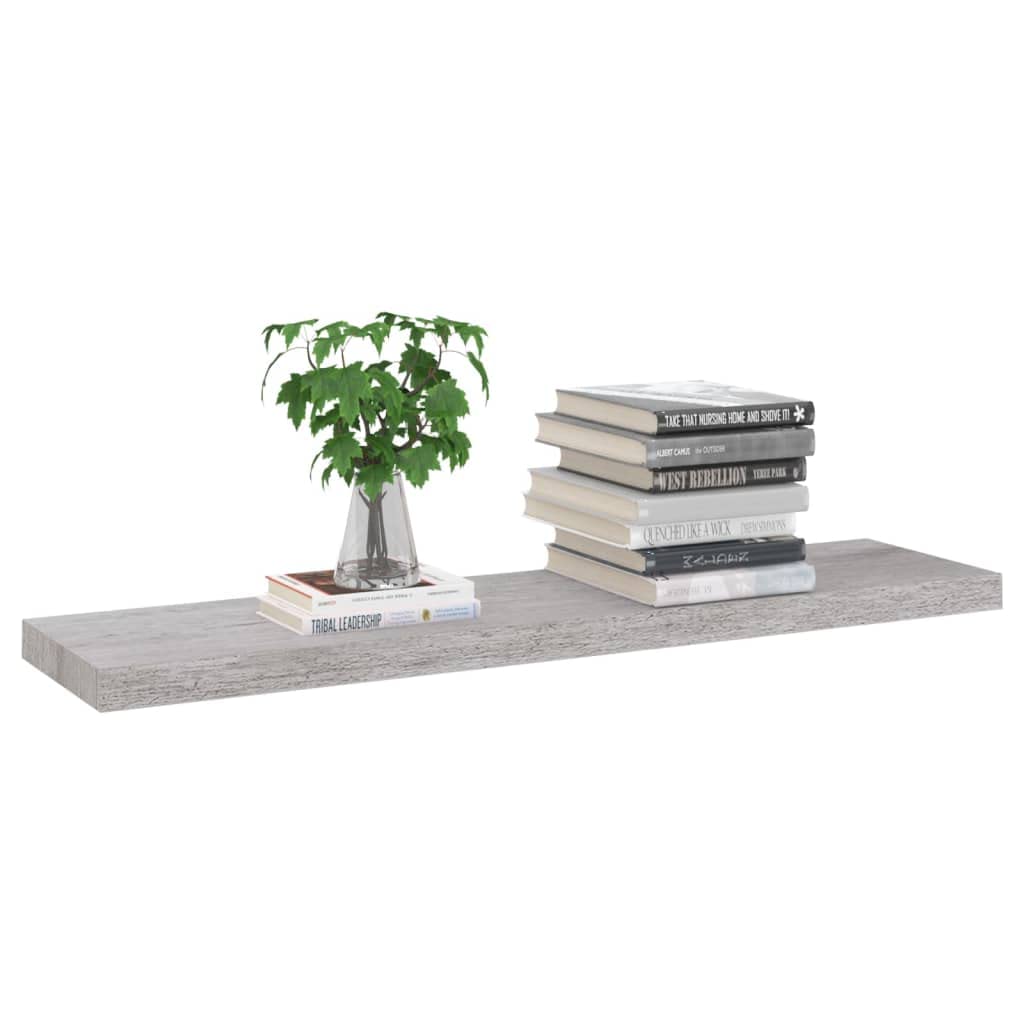 vidaXL Floating Wall Shelf in Concrete Gray - Modern Decorative Storage Shelf Made of Honeycomb MDF and Metal Frame - Size 35.4x9.3x1.5
