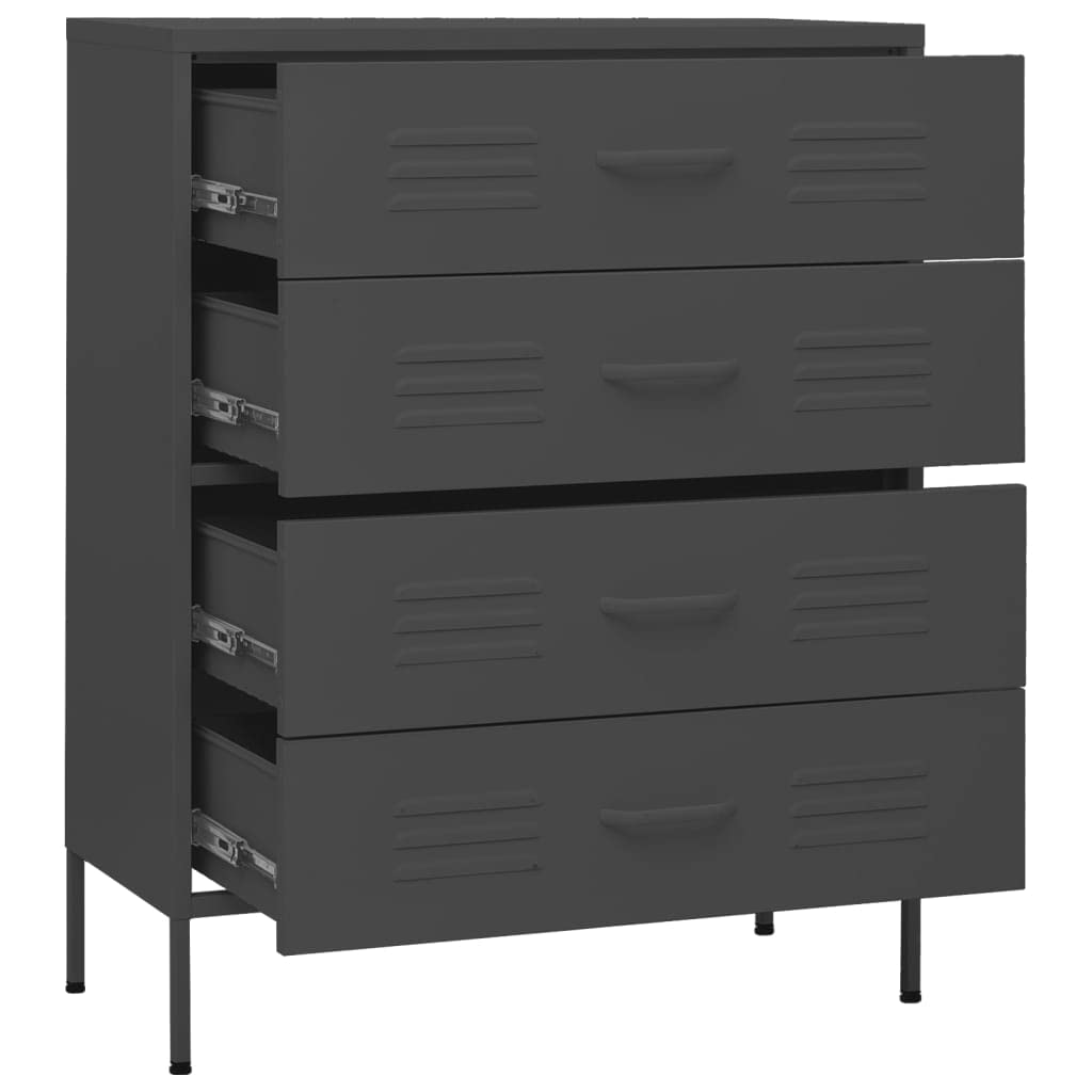 vidaXL Chest of Drawers Anthracite 31.5&quot;x13.8&quot;x40&quot; Steel