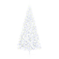 vidaXL Half Pre-lit Christmas Tree with Stand and LED String Lights-70.9" Tall-White PVC Material with Steel Feet for Stability